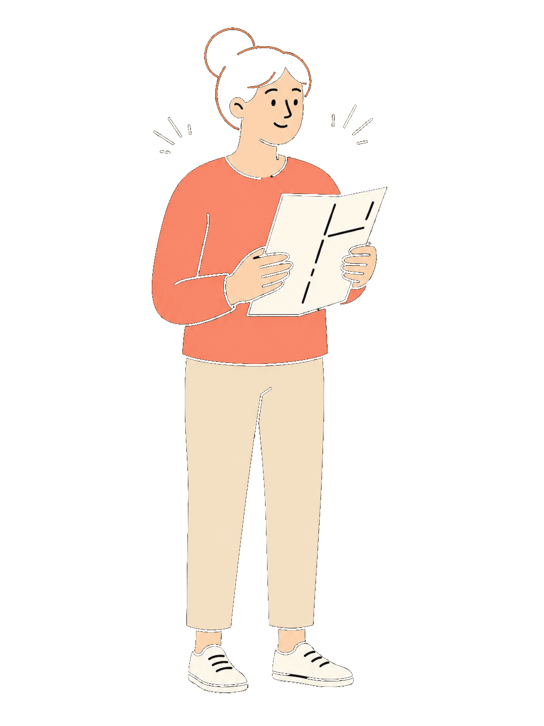 A caregiver reading discharge papers.